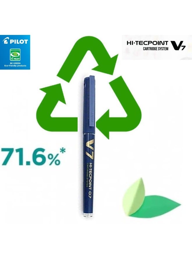 PILOT Pilot V7 Hi-Tecpoint Gel Pen with Cartridge System, Blue, 1 Pen with 1 Free Refill Cartridge - Image 4